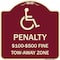 Signmission Penalty $100 $500 Fine Tow-Away Zone Heavy-Gauge Aluminum Sign, 18" x 18", BU-1818-23330 A-DES-BU-1818-23330 - alternate 1
